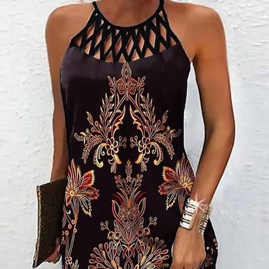 Mesh Sleeveless Casual Dress Women's Clothing