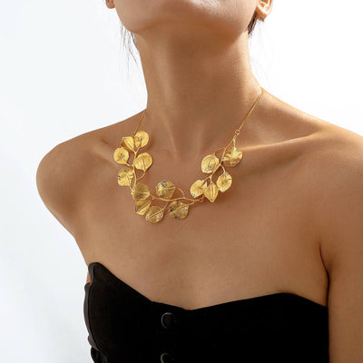 2025 Luxury Metal Leaf Earrings and Necklace Choker for Women