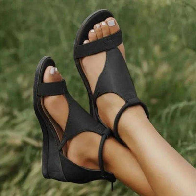 Womens Rhinestone Fish Mouth Wedge Sandals Summer Shoes
